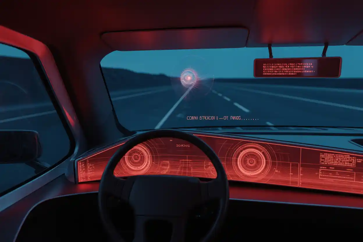 Futuristic car scanning interior data