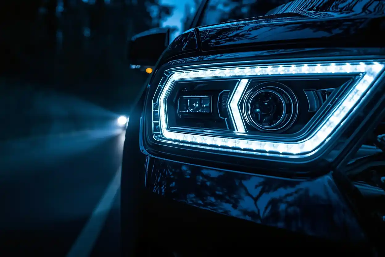 Close up of a Matrix LED headlight beam pattern