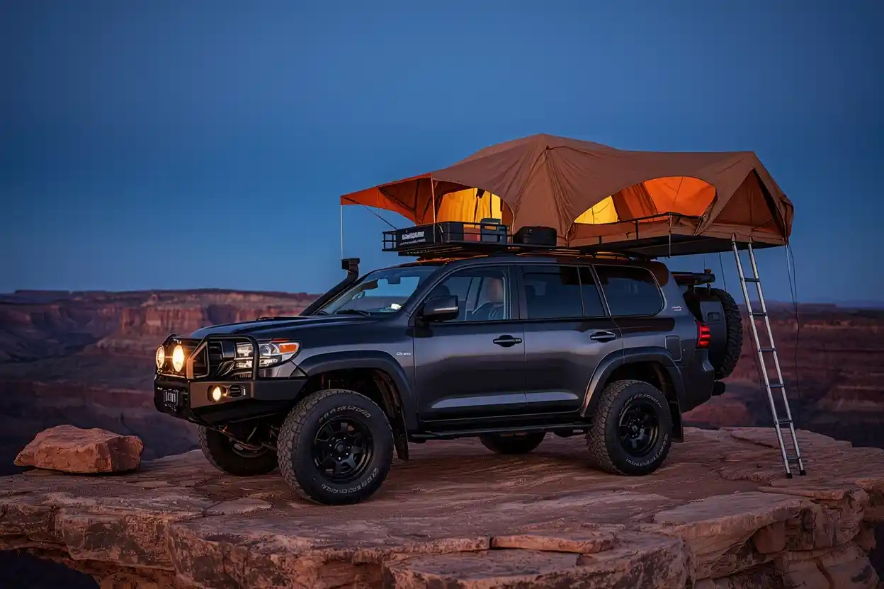 Overlanding rig in the American wilderness