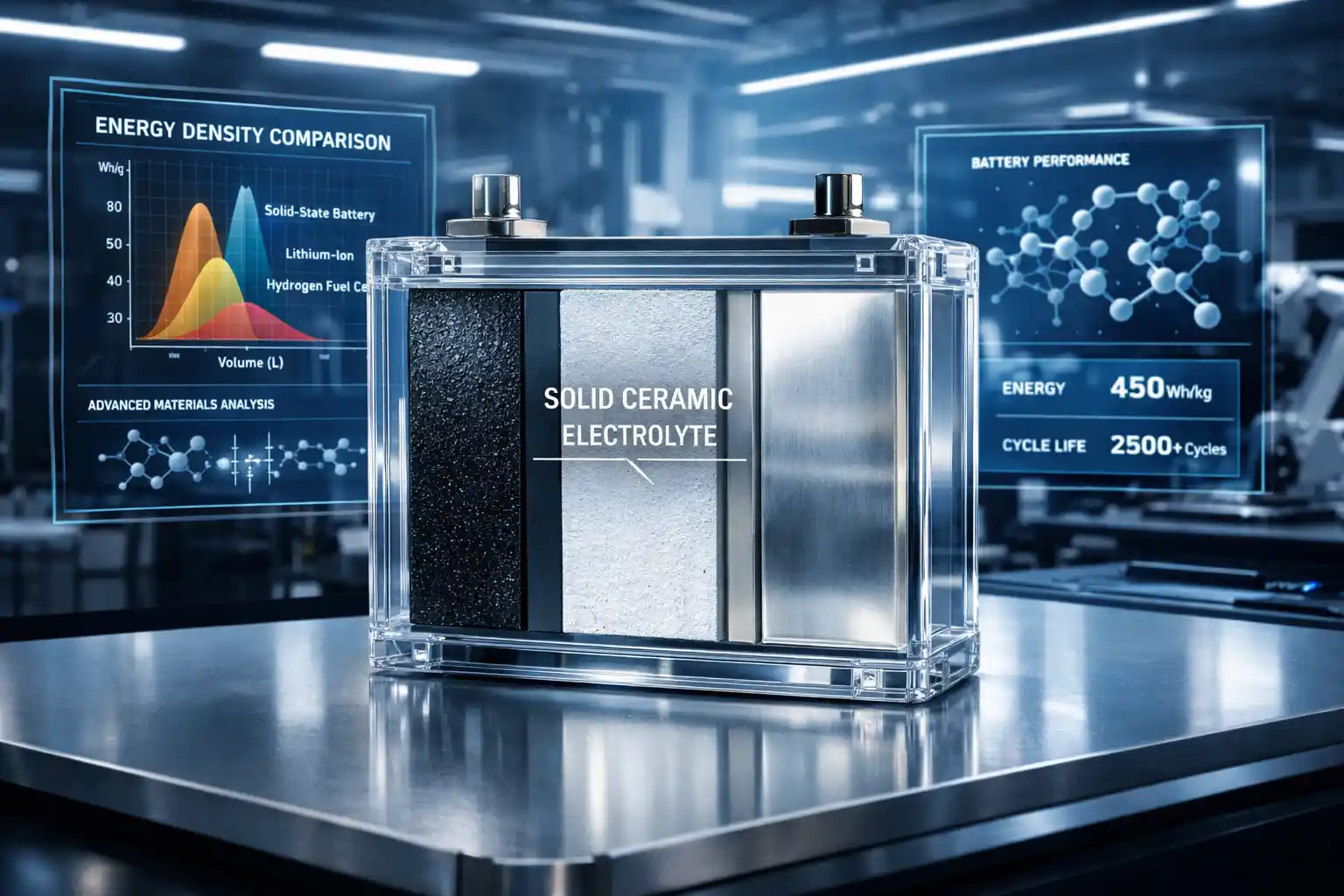 Diagram showing the internal architecture of an All-Solid-State Battery
