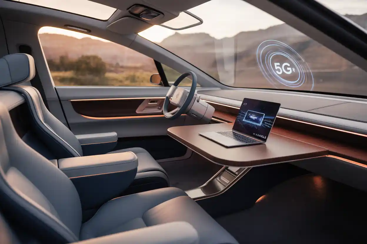 Futuristic 2026 Mobile Office Interior